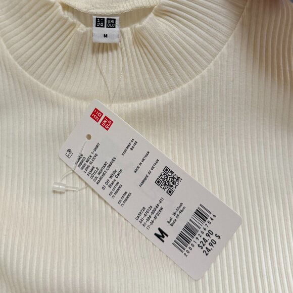 NWT Uniqlo Ribbed High Neck Long-Sleeve T-Shirt - Picture 5 of 6